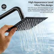 Plantex Stainless Steel Overhead Shower 8 x 8 inch with Water-Saving Technology/High pressure Rain Shower Head without Arm/Bathroom Shower -(Ultra Slim-PVD Black)