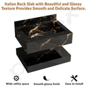 Plantex Floating Vanity/Slab Tile Vanity with Washbasin for Bathroom/Wall Mount Cabinet with Basin - 24 x 18 inch (ED-Black-Marble Finish)