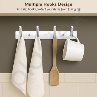 Plantex Wall Hooks for Hanging Cloth/Stainless Steel Towel Hangers/Bathroom Robe Hooks/Door Hangers/Round Wall Hook/Hook Rail for Hanging Keys - 4 Hooks (Pack of 2, Chrome)