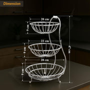 Plantex Elegant High Grade Stainless Steel 3-Tier Fruit & Vegetable Basket for Dining Table/Kitchen-Big Size(Chrome), Solid