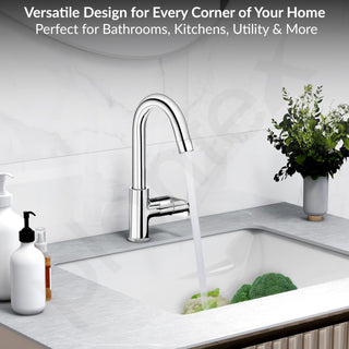 Plantex Pure Brass Kitchen Sink Tap with Water Saving Aerator/Sink Tap for Kitchen Basin with Brass Wall Flange and Teflon Tape-7 Year Warranty (ORN-212-Chrome)