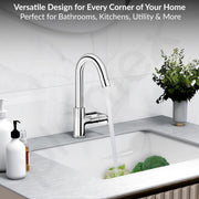 Plantex Pure Brass Kitchen Sink Tap with Water Saving Aerator/Sink Tap for Kitchen Basin with Brass Wall Flange and Teflon Tape-7 Year Warranty (ORN-212-Chrome)