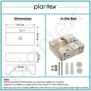 Plantex Ceramic Wash Basin for Bathroom/Square Wall Hung Basin/Bathroom Sink/Washbasin for Restaurant/Hotel (13 x 12 x 5 Inch)