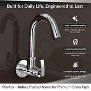 Plantex Pure Brass Kitchen Sink Tap with 360Ãƒâ€šÃ‚Â° Extended Swivel Spout with Water Saving Aerator/Sink Tap for Kitchen Basin with Brass Wall Flange-7 Year Warranty by Plantex (COL-1010- Chrome)
