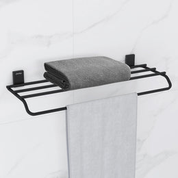 Plantex 304 Grade Stainless Steel 24-inch Bathroom Towel Rack/Towel Bar/Towel Stand/Towel Rod/Bathroom Accessories - Pack of 1 (Crystal - Black)