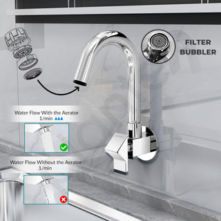 Plantex Kitchen Sink Tap with Water Saving Nozzle/Wall Mount Sink Tap for Kitchen Basin with 360° Swivel Spout-7 Year Warranty by Plantex (PRI-310-Chrome)
