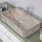 Plantex Ceramic Tabletop Washbasin/Bathroom Sink/Basin for Bathroom/Wash Basin for Restaurant, Hotel (Marble Finish, 24 x 13 x 5 Inch)