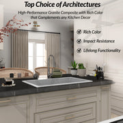 Plantex Quartz Sink for Kitchen/UV Protected Mosaic Grey Kitchen Sink/Granite Single Bowl Sink/Undermount/Topmount (Mosaic Grey-24x18 Inches)