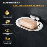Plantex Soap Holder for Bathroom/Pure Brass Single Soap Dish/soap Stand/Soap Bar/Soap Case/Bathroom Accessories - Pack of 1 (APS-GIA-06, Chrome)
