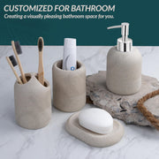 Plantex Resin Bathroom Accessories Set/Soap Holder for Bathroom/Toothbrush Holder/Tumbler Holder/Liquid Soap Dispenser - 4 Piece(Beige, XY-PS-005)