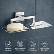 Plantex 304 Grade Stainless Steel Dual Soap Holder for Bathroom/Double Soap Dish/Soap Stand/Soap Case/Bathroom accesories - Decan (Chrome)