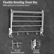 Plantex Eco Stainless Steel Folding Towel Rack/Bathroom Towel Hanger/Towel Holder/Stand/Bathroom Accessories (18-inch) Chrome