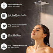 Plantex Stainless Steel Shower Head 100 mm with Water Saving Nozzle/Shower for Bathroom/Rain Shower Head for Bathroom without Arm-(Ultra Slim-Chrome)