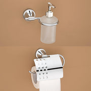 Plantex 304 Grade Stainless Steel Washroom Set of 2 - Toilet Paper Holder/Stand/Liquid Soap Dispenser - Niko (Chrome)
