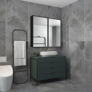 Plantex Bathroom Cabinet with Mirror/Aluminium Framed Double Door Bathroom Storage/Mirror Cabinet for Wall/Bathroom Organiser Cabinet (18x18 Inch, Black)