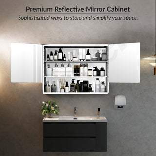 Plantex Premium Bathroom Cabinet with Mirror/ 304 Stainless Steel Bathroom Mirror with Shelf/Storage/Bathroom Organiser/Bathroom Accessories (24x32 Inch-Chrome/Double Door)