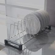 Plantex Durable Stainless Steel Plate Stand for Kitchen Cabinet/10 Slot Plate Organizer for Kitchen/8 Inch Thali Stand with Anti-Scratch Base(Size-8Inches, Slot- 10, Pack of 1)