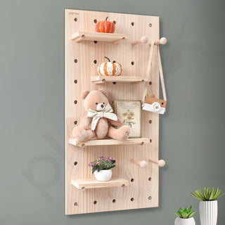Plantex Multipurpose Pine Wall Mount Wood Pegboard For Home/Wood Display Shelf/Wall Organizer For Bedroom/Kitchen/Bathroom - (32X16 Inches)