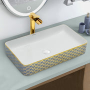 Plantex Table Top Wash Basin For Bathroom/Designer Ceramic Basin/Countertop Vessel Sink Basin - Indo-European Collection (24 x 14 x 5 Inch)