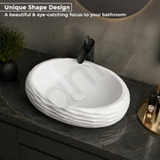 Plantex Table Top Wash Basin For Bathroom/Designer Ceramic Basin/Countertop Vessel Sink Basin - Indo-European Collection (EQTT-595, 23 x 15 x 7 Inch)