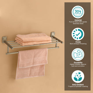 Plantex 304 Grade Stainless Steel 24 inch Towel Bar for Bathroom/Towel Stand/Hanger/Bathroom Accessories - Darcy (Antique)