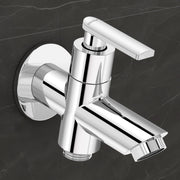 Plantex Pure Brass 2 in 1 Tap for Washing Machine with Water Saving Techonlogy Tap/Quarter Turn Water Tap with Brass Wall Flange & Teflon Tape-7 Year Warranty -(BAL-507-Chrome)