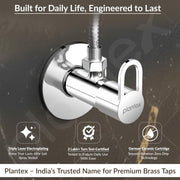 Plantex Pure Brass Angular Stop Cock/Stop Cock for Bathroom/Angular Valve for Wash Basin Connection with Brass Wall Flange & Teflon Tape - Pack of 1 (Flip, Chrome)