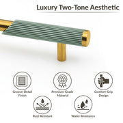 Plantex Stainless Steel & Aluminium Cabinet Handle/900mm Wardrobe Handle for Home/Cupboard Door Pull-Push Handles for Hotel/Office - Pack of 1 (Green & Gold)