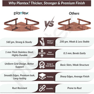 Plantex 304 Stainless Steel Corner/Bathroom Shelf/Kitchen Shelf/Wall Mount - Pack of 2 (PVD Rose Gold,9x9 Inches)