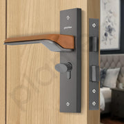 Plantex Heavy-Duty Door Lock Set - Main Door Lock Handle Set/Mortise Lock with 3 Keys, Brass Lockbody & Cylinder (8113 - Satin Black & PVD Choco)