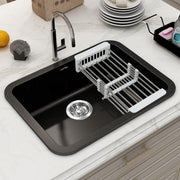 Plantex Matt German Engineered Technology Quartz Sink For Kitchen/UV Protected Kitchen Sink/Single Bowle Sink For Home(Charcoal Black-18X24 Inch)
