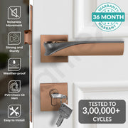 Plantex Triple Security Door Lock for Home/Main Door Lockset with 3 Years of Warranty/Mortise Locks for Door with Brass Lock Body & Cylinder(7086 - PVD Choco & Satin Black Matt)