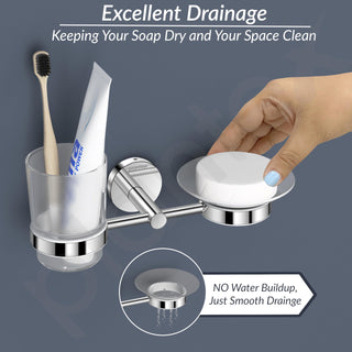 Plantex 304 Grade Stainless Steel Soap and Brush Holder Stand for Bathroom and Wash Basin/Bathroom Accessories - Oreo (Chrome)
