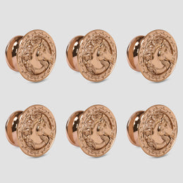 Plantex Horse Face Knobs for Drawer/Kitchen Cabinet Knobs/Pulls Handles Knobs for Wardrobe Kitchen/Round Drawer Pulls and Knobs- Pack of 6 Pieces (Rose Gold)