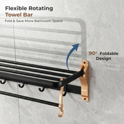Plantex Towel Rack for Bathroom/Aluminium Towel Holder/24inch Towel Hanger/Bathroom Accessories - Pack of 1 (Black & Gold)