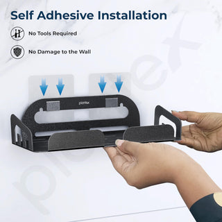 Plantex Bathroom Organiser Without Drill/Self Adhesive Bathroom Shelf/Stainless Steel Shelf for Bathroom- Pack of 2 (10x4 Inch,Black)