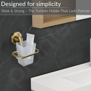Plantex 304 Grade Stainless Steel Tooth Brush Holder/Tumbler Holder for Wash Basin/Bathroom Accessories - Nipron (Brass Antique)