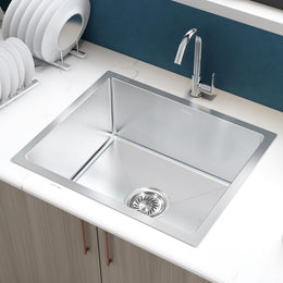 Plantex Guranteed Stainless Steel 304 Grade Kitchen Sink/Undermount Sink for Kitchen with 7 Years of Warranty by Plantex/Single Bowl Sink with Fittings & Drying Rack (Silver Matt - 21x18 Inches)