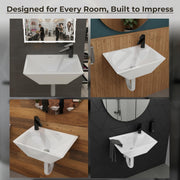 Plantex Platinum Ceramic Wall Mounted Basin/Corner Basin/Wash Basin for Bathroom/Wall Hung Washbasin/Sink for Restaurant, Hotel/10 Years Glaze Warranty by Plantex (Candy -15 x 11 x 5 Inch)