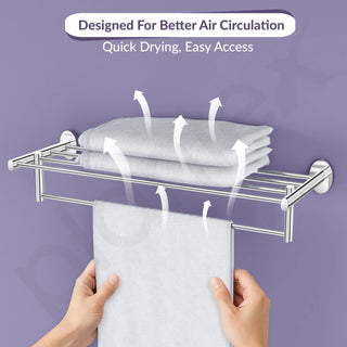 Plantex 304 Grade Stainless Steel 24 Inches Long Towel Rack/Towel Hanger for Bathroom/Towel Bar/Bathroom Accessories - Olive (Chrome)