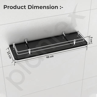 Plantex Premium Black Glass Shelf for Bathroom/Kitchen/Living Room - Bathroom Accessories (Polished, 18x6 Inches) - Pack of 3