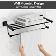 Plantex Space Aluminum Towel Rack for Bathroom/Towel Stand/Hanger/Bathroom Accessories(24 Inch-Black)