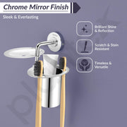 Plantex 304 Grade Stainless Steel 2in1 Soap Holder with Tumbler Holder/Bathroom Accessories - Daizy (Chrome)