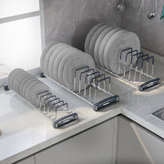 Plantex Stainless Steel Saucer/Thali Stand/Plate Rack-Stand/Dish Rack/Plate Fixer for Modular Kitchen/Tandem Box Accessories - Set of 3 (Chrome)