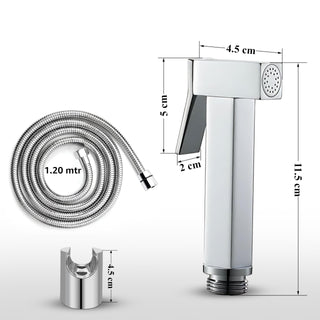 Plantex Pure Brass Health Faucet Set/Jet Spray for Toilet with 1-Meter Hose Pipe for Toilet & Wall Hook-Chrome