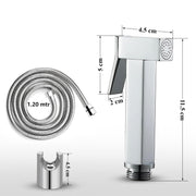 Plantex Pure Brass Health Faucet Set/Jet Spray for Toilet with 1-Meter Hose Pipe for Toilet & Wall Hook-Chrome