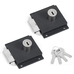 Plantex Sliding Door Lock for Wardrobe/GI Steel Drawer Lock/Suitable for 20mm Sliding Door - Pack of 2 (SL-01, Z-Black)