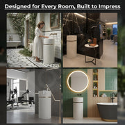 Plantex Ceramic Pedestal Basin for Bathroom/One Piece Pedestal Free Standing Round Wash Basin for living Room/Hotel (Beige)