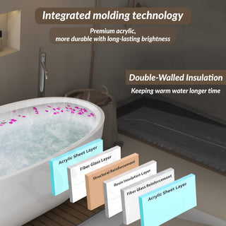 Plantex Bathtub For Bathroom/Bath tub for Adults/Deep Soaker Freestanding Bathtub with Overflow, Popup and Drain Pipe (BSM-211-White-1700mm)