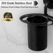 Plantex Tumbler Holder for Barthroom/304 Grade Stainless Steel Toothbrush Holder/Toothpaste Holder/Bathroom Accessories - Pack of 1 (Black)